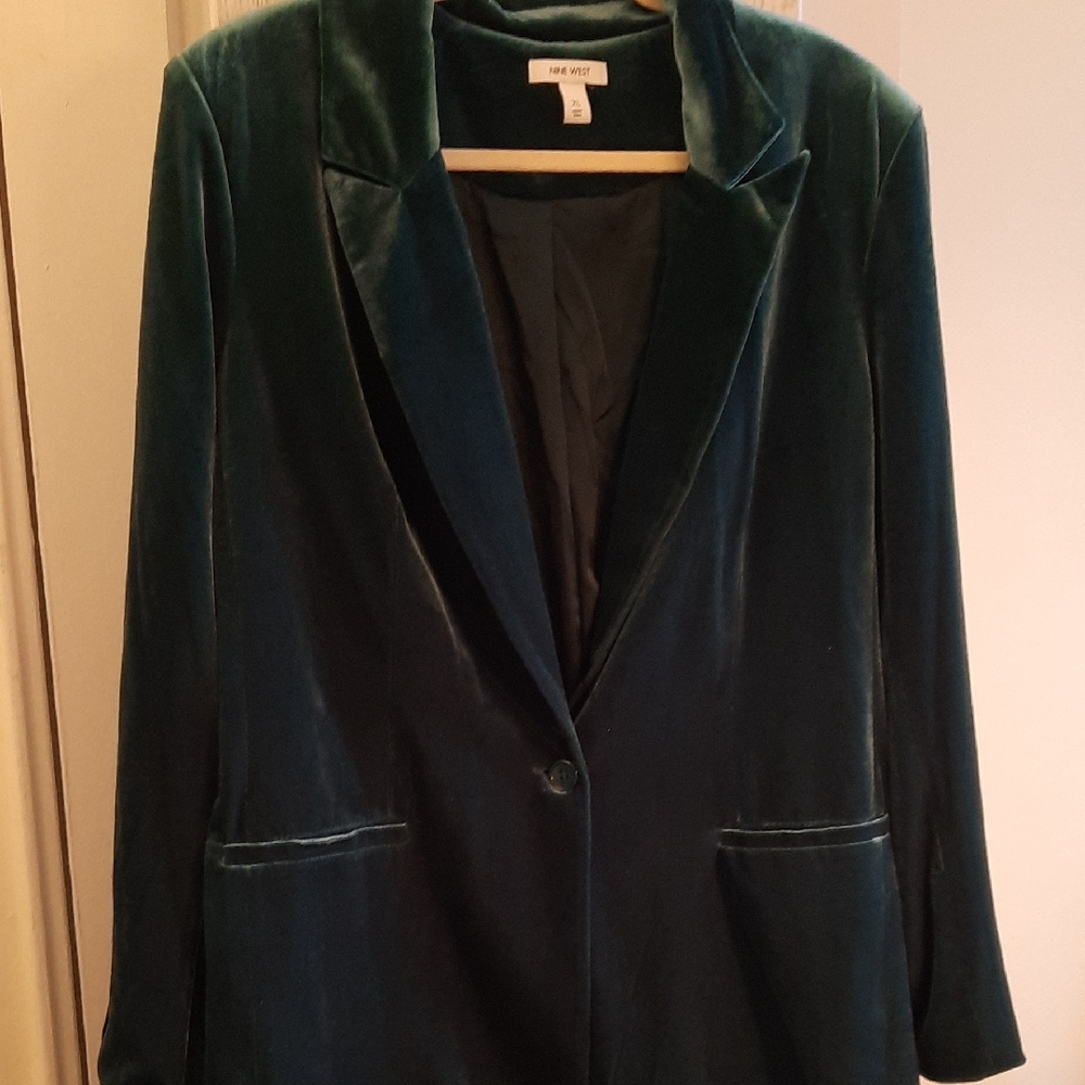 Nine West Green Velvet Women's Blazer